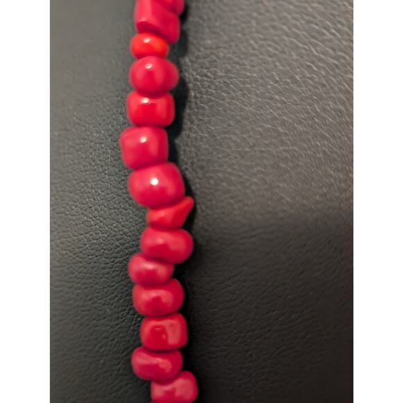 Vintage Long Strand Czech Cranberry Red Glass Bead Necklace - Picture 3 of 5